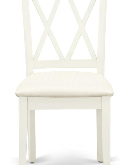 East West Furniture Antique 3 Piece Kitchen Set Contains a Round Table with Pedestal and 2 Linen Fabric Dining Room Chairs, 36x36 Inch, AMCL3-LWH-C - LeafyLoom