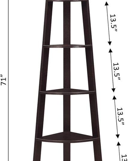 Convenience Concepts Newport 5 Tier Corner Bookcase, Espresso - LeafyLoom