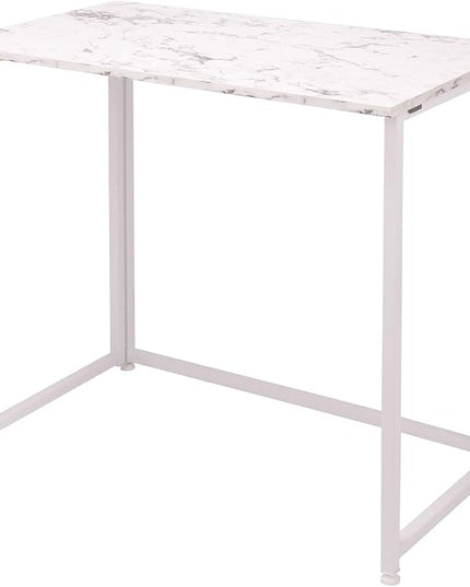 Leopard Outdoor Products Folding Computer Desk for Small Spaces, Space-Saving Home Office Desk, Foldable Computer Table, Laptop Table, Writing Desk, Compact Study Reading Table (Marble White) - LeafyLoom