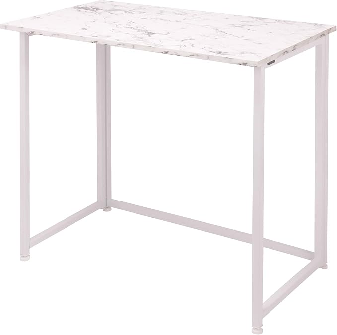 Leopard Outdoor Products Folding Computer Desk for Small Spaces, Space-Saving Home Office Desk, Foldable Computer Table, Laptop Table, Writing Desk, Compact Study Reading Table (Marble White) - LeafyLoom