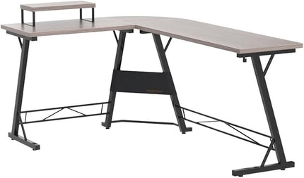 Casaottima Gaming Desk L Shaped Computer Desk, Corner Desk for Home Office with Monitor Stand 66", Gray Oak - LeafyLoom