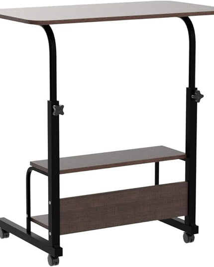 Adjustable Mobile Laptop Desk Home Office Desk Detachable Wheels Desk Portable Height Mobile Bedside Table Veranda Office Desk Additional Storage Rack Small Spaces Desk Size 15.7x31.5'Brown - LeafyLoom