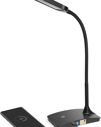IVY20-40BK Ivy LED Desk Lamp with USB Port for Home Office - Super Bright Small Desk Lamp, a Perfect LED Desk Light as Study Lamp, Bedside Reading Lights (Black) - LeafyLoom