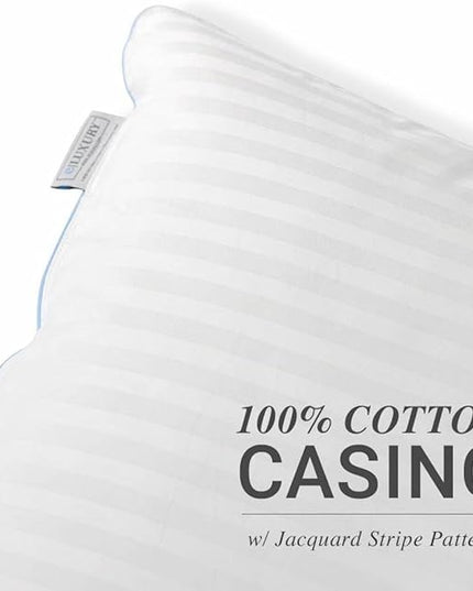eLuxurySupply 2-Pack Premium Bed Pillows - Medium Density and Medium Loft Ideal for Back and Side Sleepers - 100% Cotton Casing - 20"X36" King Size - LeafyLoom