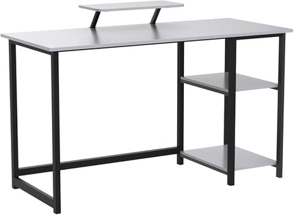 GreenForest Computer Home Office Desk with Monitor Stand and Reversible Storage Shelves,55 inch Modern Simple Writing Study PC Work Table,Grey - LeafyLoom