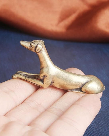 Vintage Solid Brass Miniature - Delicate Greyhound Desk Ornament for Pet Enthusiasts - Exquisite Collectible and Home Décor Accent（Greyhound） - LeafyLoom