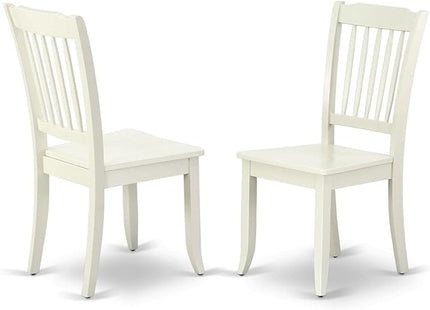 East West Furniture DAC-LWH-W Danbury Kitchen Dining Chairs - Slat Back Wooden Seat Chairs, Set of 2, Linen White - LeafyLoom