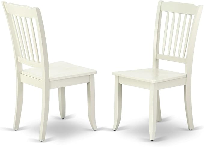 East West Furniture DAC-LWH-W Danbury Kitchen Dining Chairs - Slat Back Wooden Seat Chairs, Set of 2, Linen White - LeafyLoom