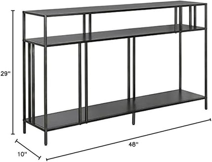 Henn&Hart 48" Wide Rectangular Console Table with Metal Shelves in Gunmetal Gray, Entryway Table, Accent Table for Living Room, Hallway - LeafyLoom