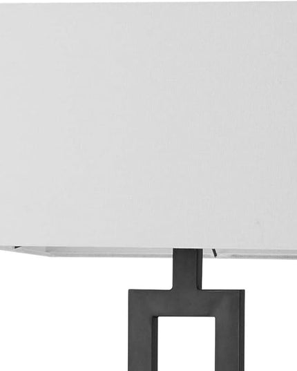Globe Electric 67046 D'Alessio 58" Floor Lamp, Matte Black, White Linen Shade, On/Off Socket Rotary Switch - LeafyLoom