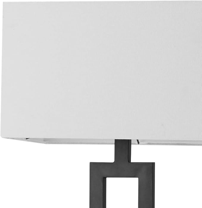 Globe Electric 67046 D'Alessio 58" Floor Lamp, Matte Black, White Linen Shade, On/Off Socket Rotary Switch - LeafyLoom