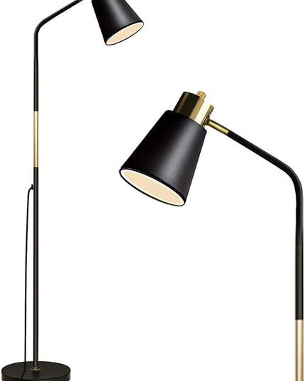 Floor Lamp, Industrial Floor Lamps for Living Rooms Rustic Farmhouse Reading Standing Floor Lamp Adjustable Metal Heads Indoor Task Lighting for Living Room Bedroom Office Home Décor (Black) - LeafyLoom