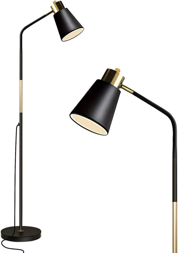 Floor Lamp, Industrial Floor Lamps for Living Rooms Rustic Farmhouse Reading Standing Floor Lamp Adjustable Metal Heads Indoor Task Lighting for Living Room Bedroom Office Home Décor (Black) - LeafyLoom