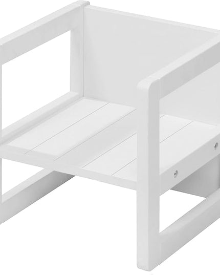 Roba: Country-Farmhouse Chair: White Wood - Chic Children’s Chair, Adjustable Seat Height, Converts Into A Table, Toddler & Kids, Ages 2+ - LeafyLoom