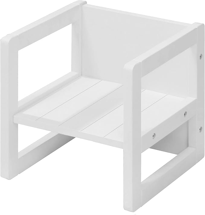 Roba: Country-Farmhouse Chair: White Wood - Chic Children’s Chair, Adjustable Seat Height, Converts Into A Table, Toddler & Kids, Ages 2+ - LeafyLoom