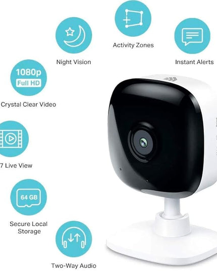 Kasa Smart Security Camera for Baby monitor, 1080p HD Indoor-Camera for Home Security with Motion Detection, Two-Way Audio, Night Vision, Cloud & SD Card Storage, Works with Alexa & Google Home (EC60) KasaSmartbyTP-Link
