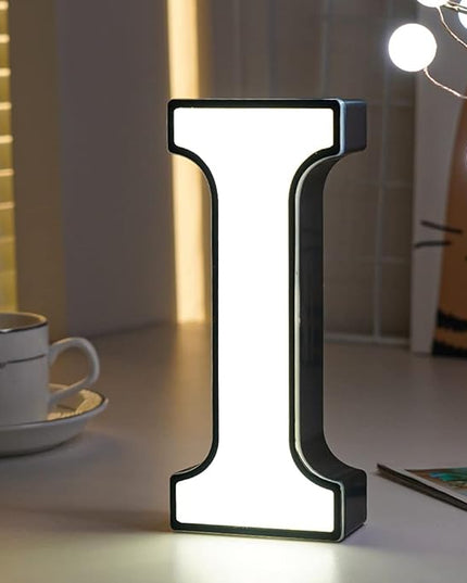 LED Marquee Letter Lights-DIY Marquee Lights up Letter Signs, Dual DC Interface Upgrade Multi-Letter Connection, 26 Alphabet Signs for Wedding, Birthday, Party， Bar Decoration (I) - LeafyLoom