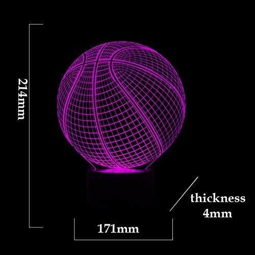 Basketball 3D Illusion Lamp, LED Night Lights for Kids Birthday Gift 7 Color Changing Touch Switch Xmas Decoration Nightlight Children Room Bedroom Decorations Toys for Sports Theme Fans - LeafyLoom
