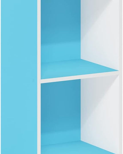 Furinno Luder Bookcase / Book / Storage, 4-Tier Cube, Light Blue/White - LeafyLoom