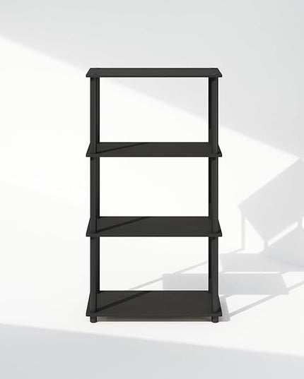 Furinno Turn-N-Tube 4-Tier Multipurpose Shelf Display Rack, Shelving Unit, Bookcase, Americano/Black - LeafyLoom
