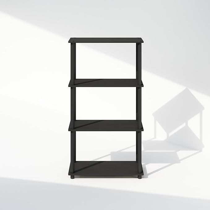 Furinno Turn-N-Tube 4-Tier Multipurpose Shelf Display Rack, Shelving Unit, Bookcase, Americano/Black - LeafyLoom