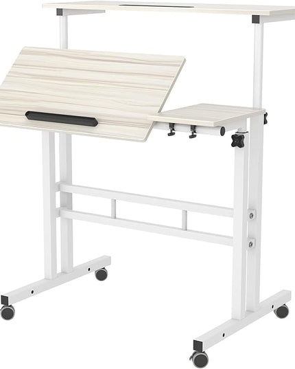 SDHYL 31.5 inches Movable Laptop Desk with Mouse Board Adjustable Height and Angle Anti-Slip Workstation Home Office Desk with Tablet Slot Portable Student Desk, White Maple, S7-ZS-101-2MP-US - LeafyLoom