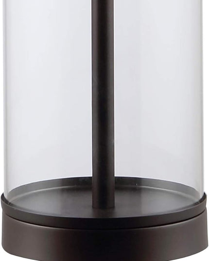 JONATHAN Y JYL2005B Collins 29" Glass LED Table Lamp Modern Contemporary Bedside Desk Nightstand for Bedroom Living Room Office College Bookcase LED Bulb Included, Oil Rubbed Bronze/Clear - LeafyLoom