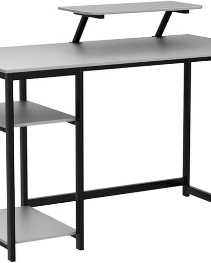 GreenForest Computer Desk with Monitor Stand,39 inch Home Office Desk with Reversible Storage Shelves,Modern Small Writing Desk Study Table,Work Form Home,Grey - LeafyLoom