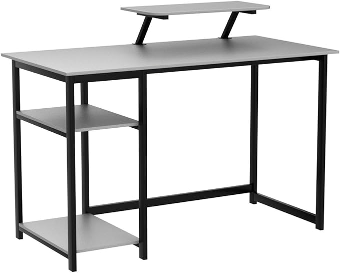 GreenForest Computer Desk with Monitor Stand,39 inch Home Office Desk with Reversible Storage Shelves,Modern Small Writing Desk Study Table,Work Form Home,Grey - LeafyLoom