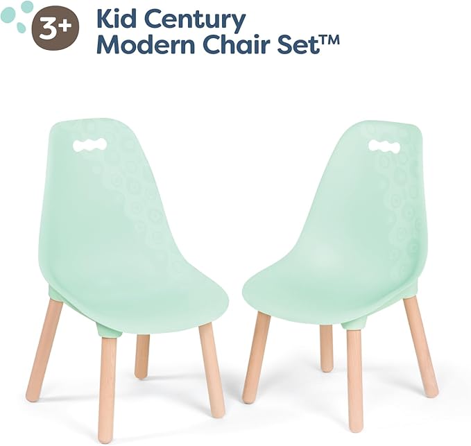 B. toys- B. spaces – Chairs For Kids – 2 Chairs – Wooden Legs - Furniture For Kids – Kid Century Modern: Chair Set - Mint- 3 Years + - LeafyLoom