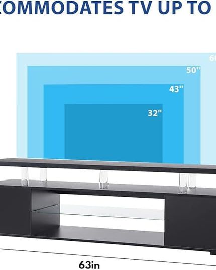 NicBex TV Stand for 70 Inch TV LED Gaming Entertainment Center Media Storage Console Table with Large Sliding Drawer & Side Cabinet for Living Room,Bedroom,63 Inch,Black - LeafyLoom