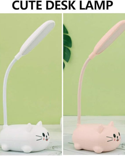 Kids Lamp, LED Desk Lamp for Kids, Cute Cat Lamp Kawaii Desk Accessories, Flexible Gooseneck Eye-Care Cartoons Small Desk Lamp Girls Gifts (Pink) - LeafyLoom