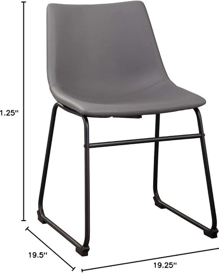 Signature Design by Ashley Centiar Urban Industrial 19" Faux Leather Bucket Dining Chair, 2 Count, Gray - LeafyLoom