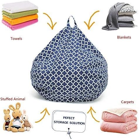 YuppieLife Kids Animal Storage Bean Bag Cover Extra Large stuff'n Sit（Just Cover, No Filling）|Toy Organizer|Carrying Handle|Available for Kids and Teenager|Cuddle Chair（38“,Leaf Clover） - LeafyLoom