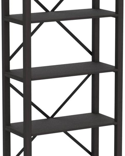 Walker Edison Andersen Urban Industrial Metal X-Back Bookshelf, 64 Inch, Sable Grey - LeafyLoom