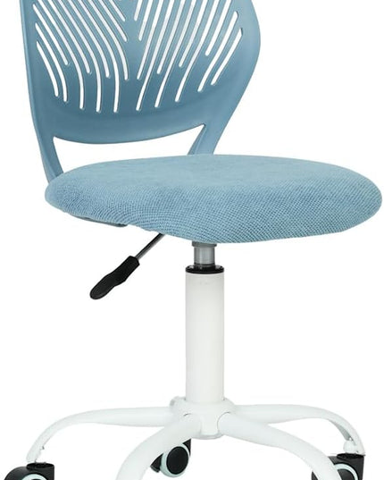 FurnitureR Writing Task Chair for Teens Boys Girls 360 Rolling Wheels Fabric Soft Pad Seat Breathable Backrest, Height Adjustable Liftup 29.5"-34.3",Blue Fabric - LeafyLoom