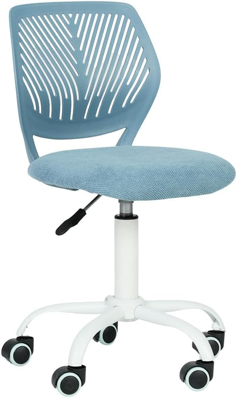 FurnitureR Writing Task Chair for Teens Boys Girls 360 Rolling Wheels Fabric Soft Pad Seat Breathable Backrest, Height Adjustable Liftup 29.5"-34.3",Blue Fabric - LeafyLoom
