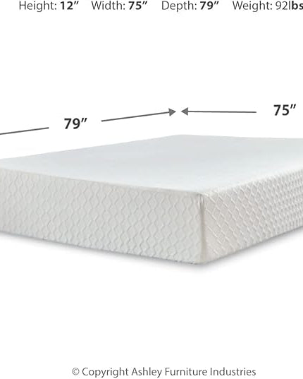 Signature Design by Ashley King Size Chime 12 Inch Medium Firm Memory Foam Mattress with Green Tea & Charcoal Gel - LeafyLoom