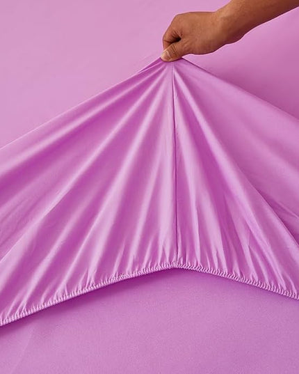Rainbow Full Size Bedding Sets for Girls, Glitter Tie Dye Purple Kids Comforter Sets, 6Pcs Soft Sparkle Galaxy Bed in A Bag with Sheets for Teens - LeafyLoom