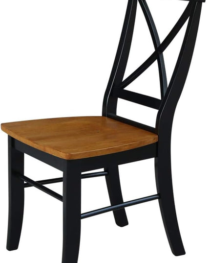 International Concepts X- Back Chair with Solid Wood Seat, Black/Cherry - LeafyLoom