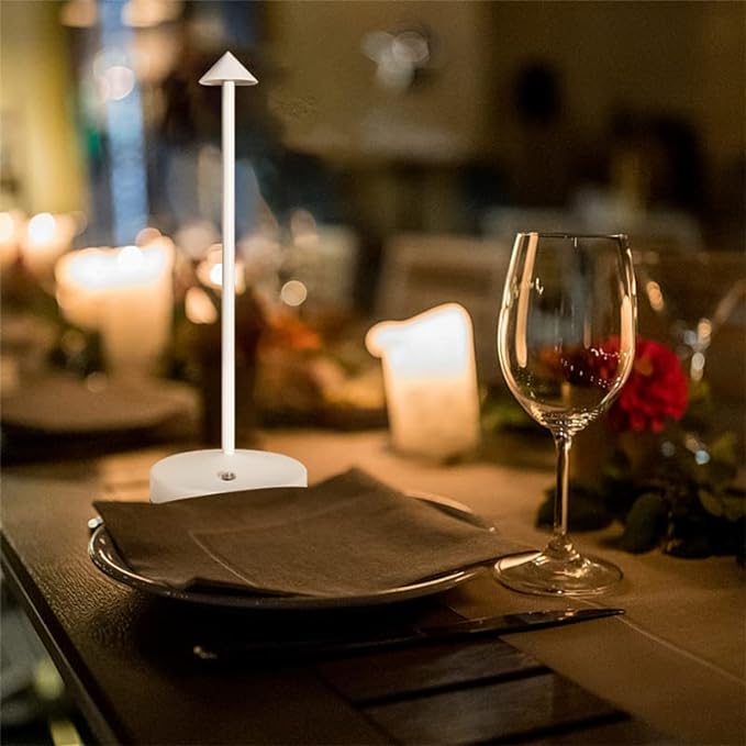 Cordless Table Lamps,Rechargeable Led Touch Bar Lamp, Portable Battery Desk Lamp,2 Level Brightness Dimmable Night Light,Minimalist Design, for Living Room/Restaurant/Couple Dinner/(White) - LeafyLoom