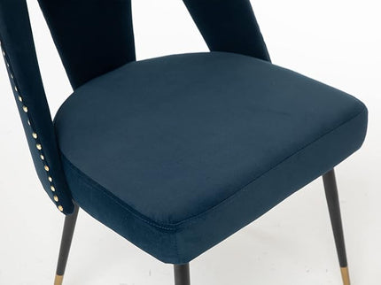 NicBex Dining Chairs Set of 2 Velvet Upholstered Kitchen Dining Chairs with Nailhead Trim for Dining Room-Blue - LeafyLoom