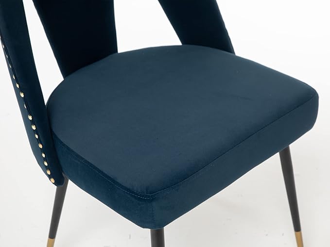 NicBex Dining Chairs Set of 2 Velvet Upholstered Kitchen Dining Chairs with Nailhead Trim for Dining Room-Blue - LeafyLoom