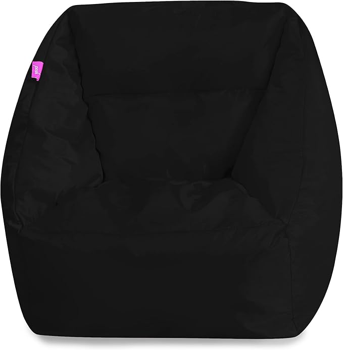 Posh Creations Structured Comfy Bean Bag Chair for Gaming, Reading, and Watching TV, Coronado Chair, Microsuede - Black - LeafyLoom