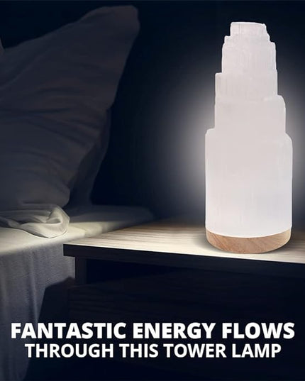 Himalayan Glow WBM Selenite Crystal Lamp, Morrocan Lamp Decorative Night Light | 7 Inch Tall - LeafyLoom