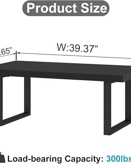 IBF Black Coffee Table, Minimalist Industrial Wooden Center Table, Modern Simple Rectangle Living Room Table, Farmhouse Wood and Metal Cocktail Coffee Table for Home Bedroom Office, Black Oak, 39 inch - LeafyLoom