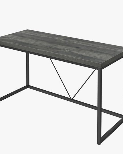55 inch Computer Desk, Vintage Work Desk for Home Office, Rustic Wood and Metal Study Writing Table, Grey - LeafyLoom