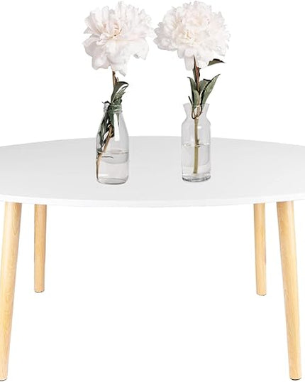 Oval Coffee Table Midcentury Modern Coffee Table Wood Coffee Table Modern Coffee Table for Living Room, Small Modern Furniture for Home, 39.3" D x 19.6" W x 16.5" H - LeafyLoom