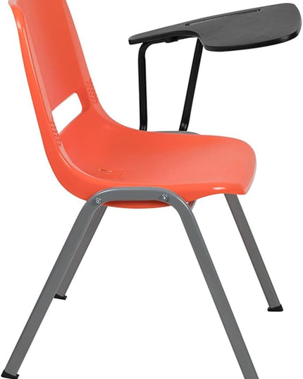 Flash Furniture Orange Ergonomic Shell Chair with Left Handed Flip-Up Tablet Arm - LeafyLoom