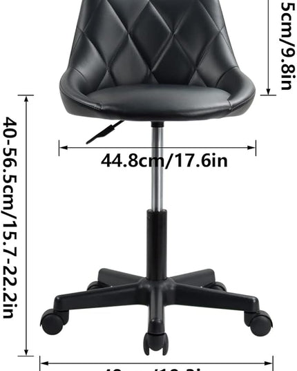 KKTONER Mid Back PU Leather Height Adjustable Swivel Modern Task Chair Computer Office Home Vanity Chair with Wheels (black) - LeafyLoom